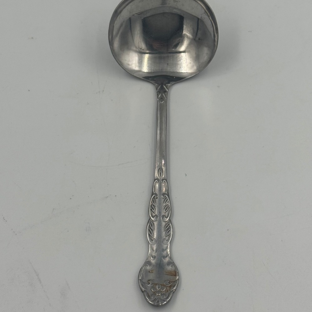 National Stainless Nancy Gravy Ladle Japan Floral Scroll‎ Pattern Sauce Spoon